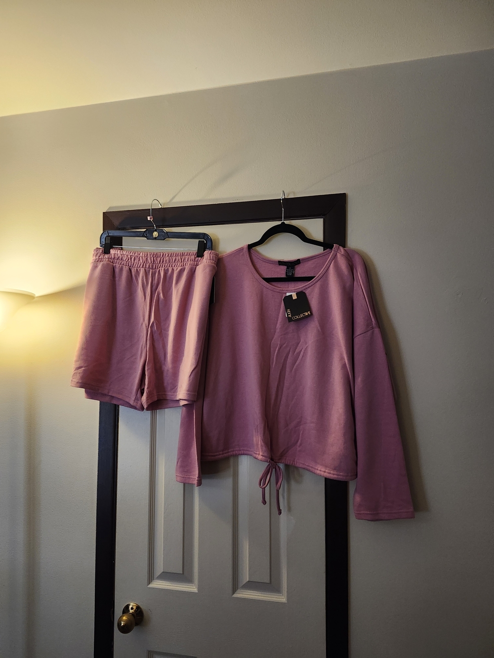 Women’s Pink Lounge Set — Cozy Drawstring Top & Shorts